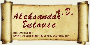 Aleksandar Dulović vizit kartica